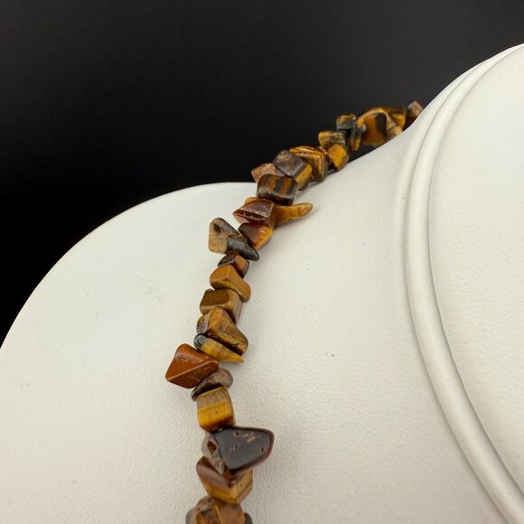 Tigers Eye Chip Bead Necklace With Sterling Silver Clasp - Picture 2 of 7